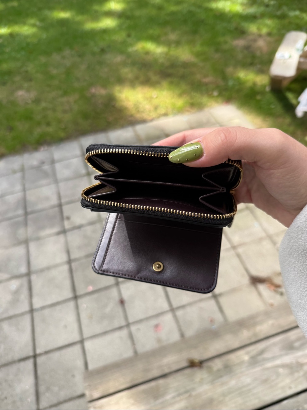 Coach Black Pebbled Leather Zip Card Wallet with Gold Logo - Picture 3 of 4